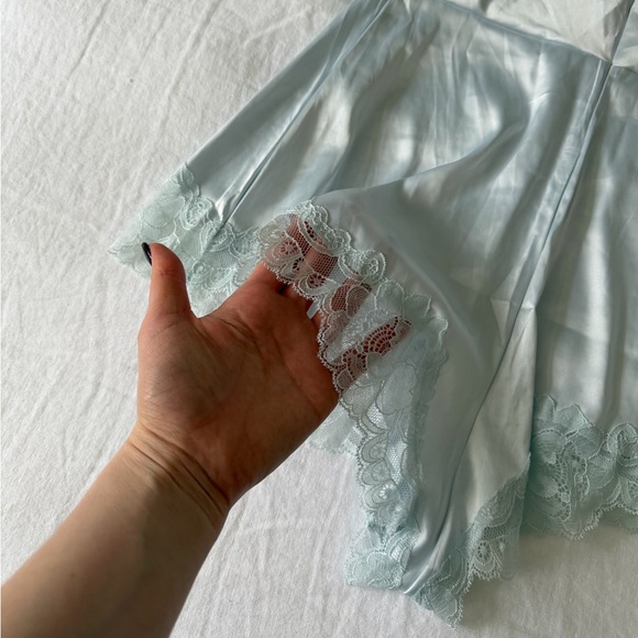 Skims satin lace trim light blue romper - Picture 5 of 5